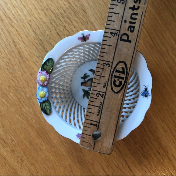 Herend Rothschild Bird & Butterfly Open Weave Basket Dish - Picture 7 of 7